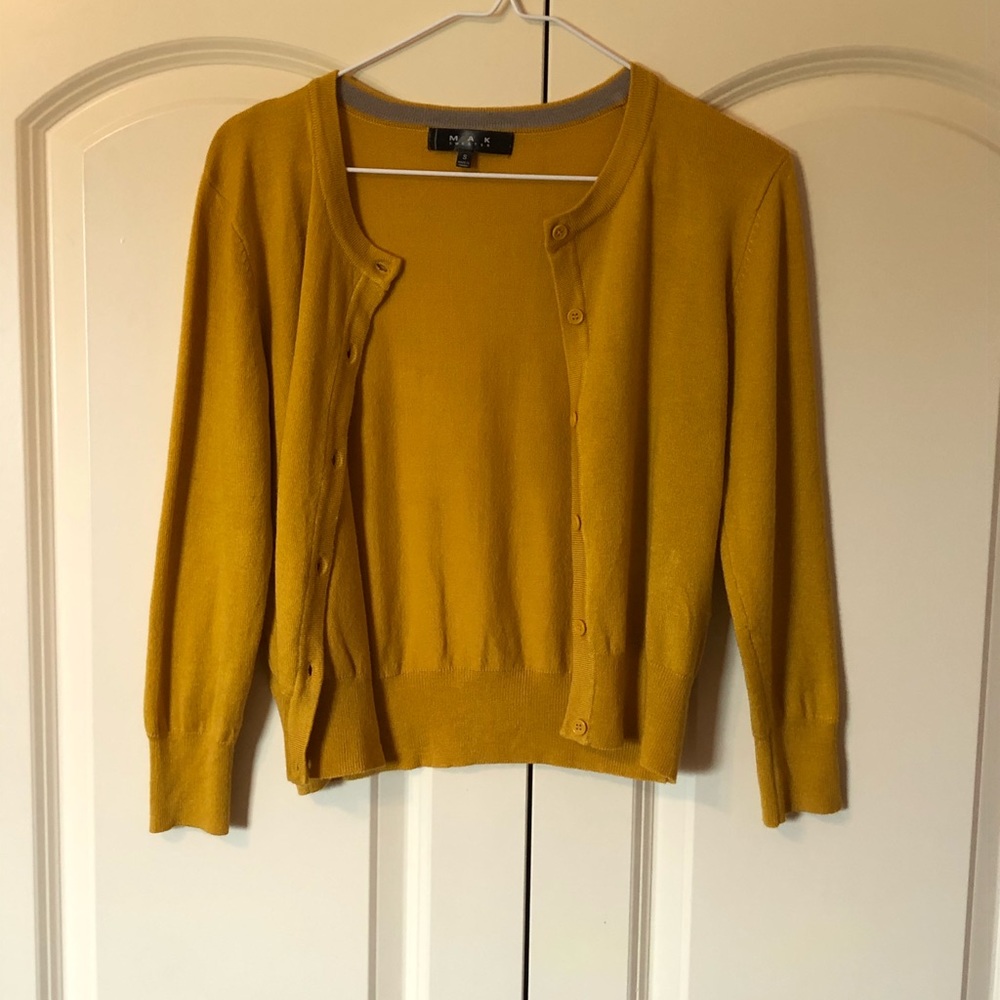 MAK SWEATER yellow button up sweater